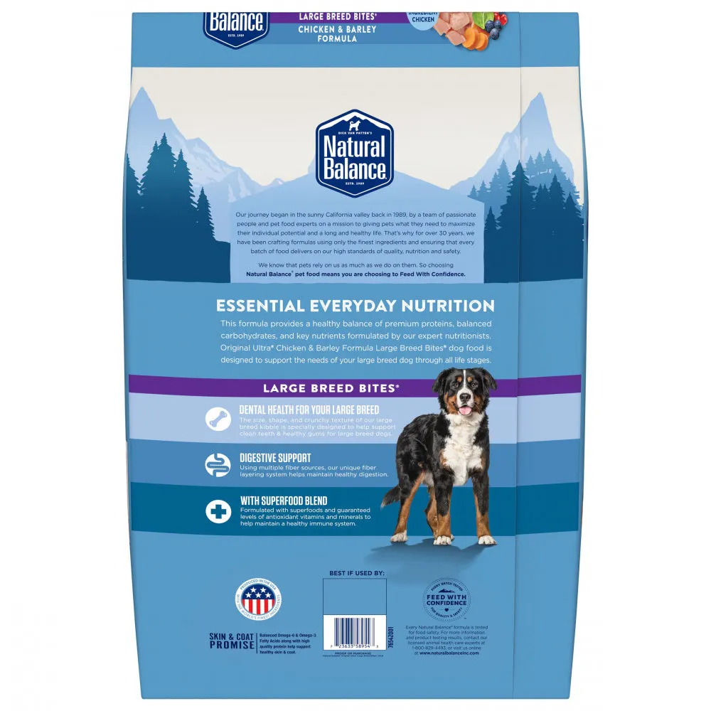 Natural Balance Original Ultra Chicken & Barley Formula Large Breed Bites Dry Dog Food