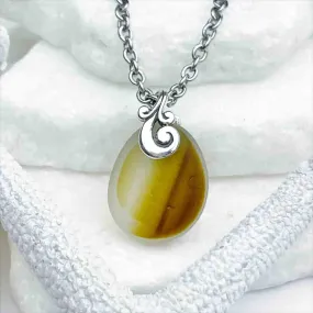 Natural Yellow and Brown English Multi Sea Glass Pendant  | #5142