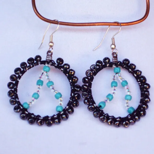 Odda Hoop Turquoise Bead Earrings