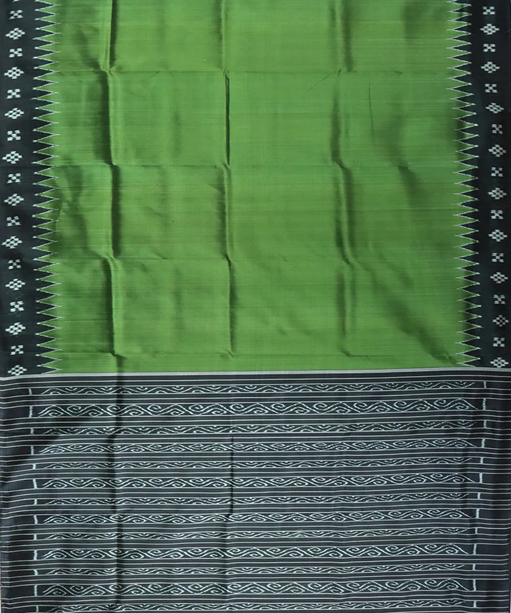 Olive green black silk handloom khandua saree