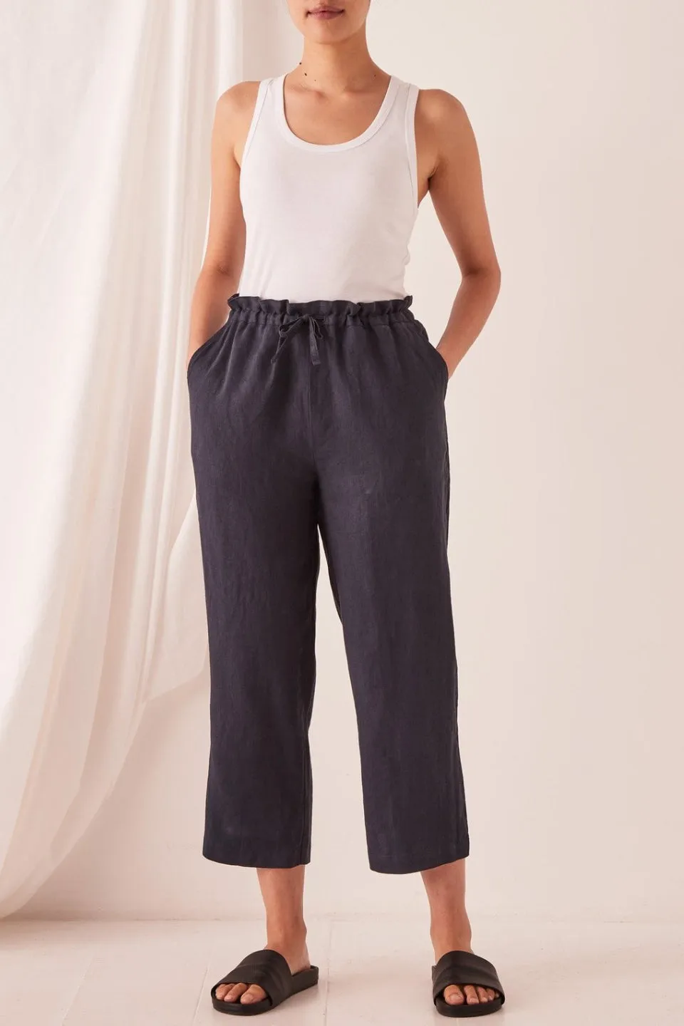 Ollie True Navy Linen Pant