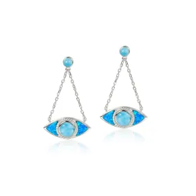 Opal & Larimar Eye of Protection Earrings