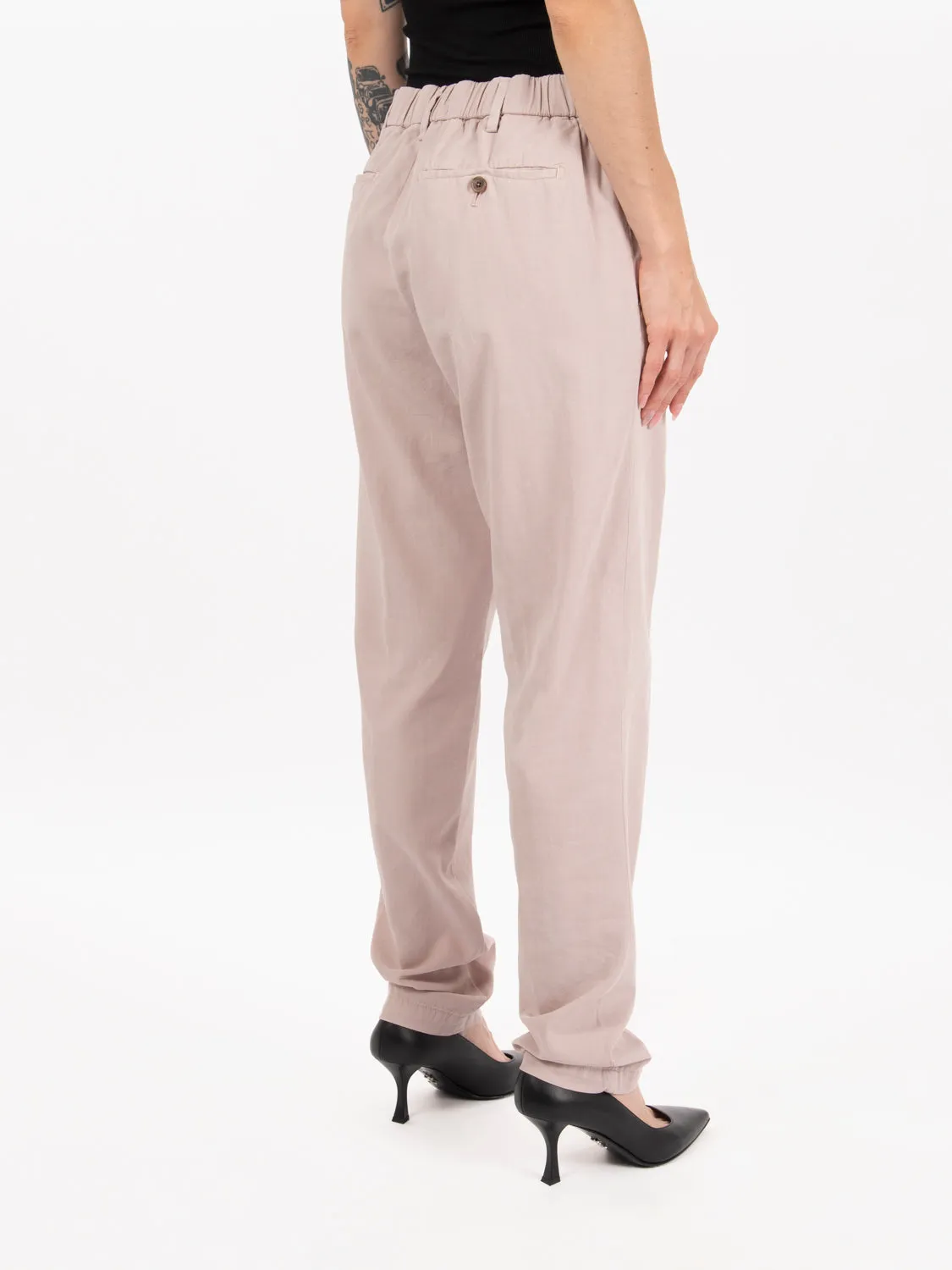 Pantaloni ice cotton rosa antico