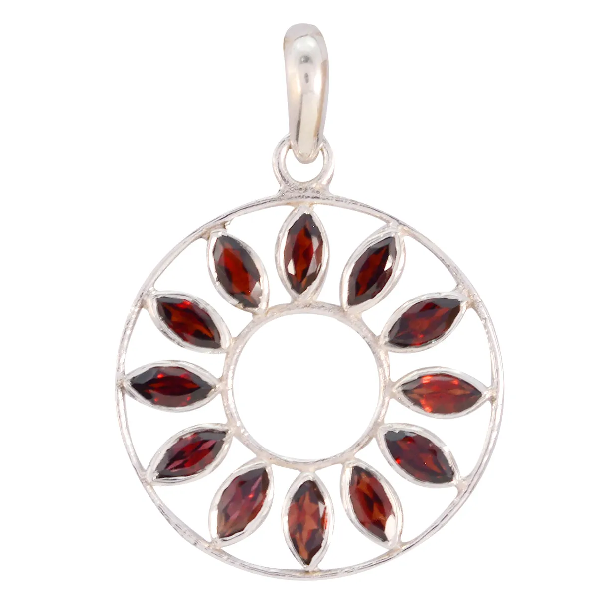 Riyo Genuine Gems Marquise Faceted Red Garnet Sterling Silver Pendant gift for Faishonable day