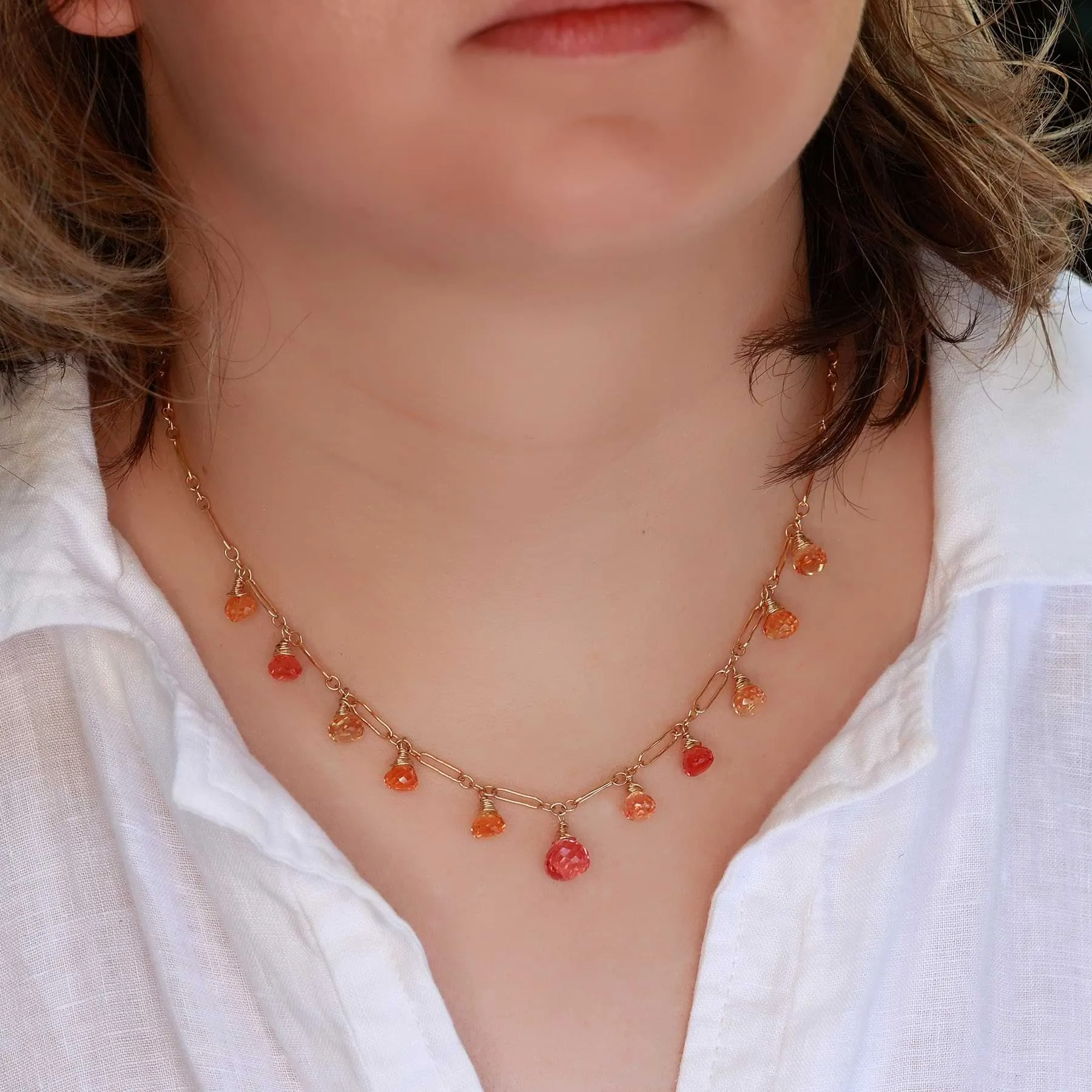 Rose Garden - Padparadscha Sapphire Necklace