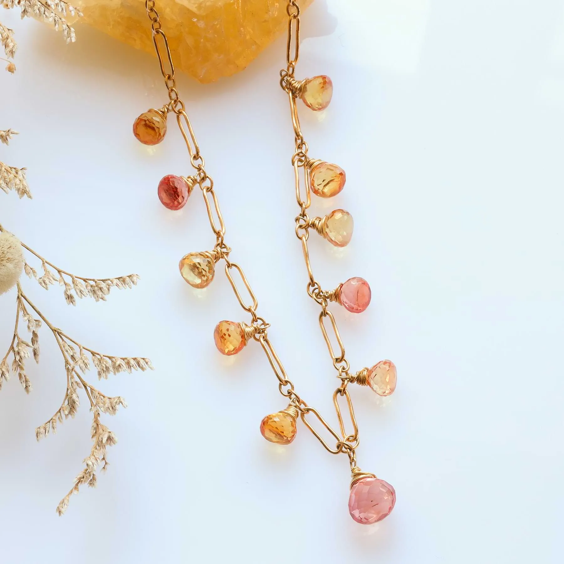 Rose Garden - Padparadscha Sapphire Necklace