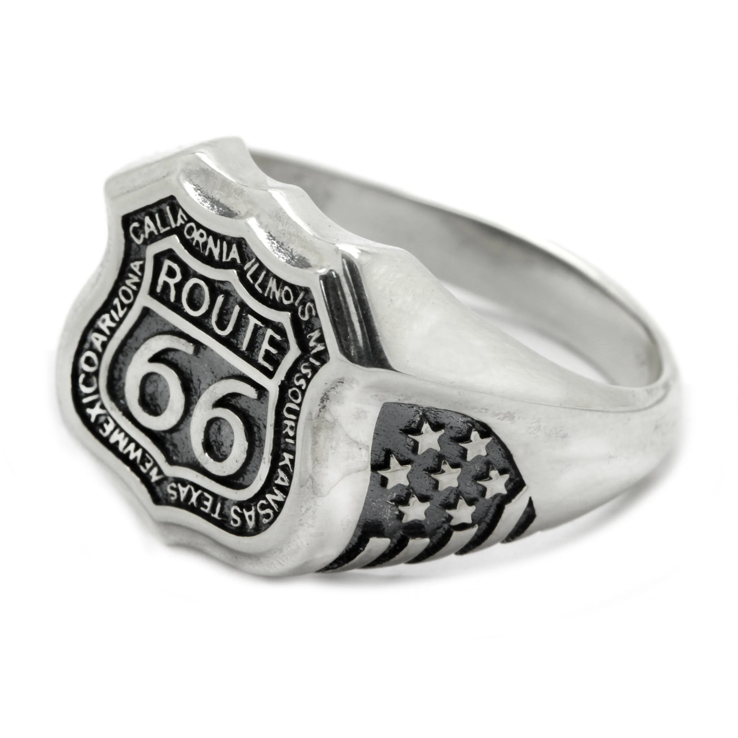 Route 66 Exclusive Biker Men Ring Silver 925