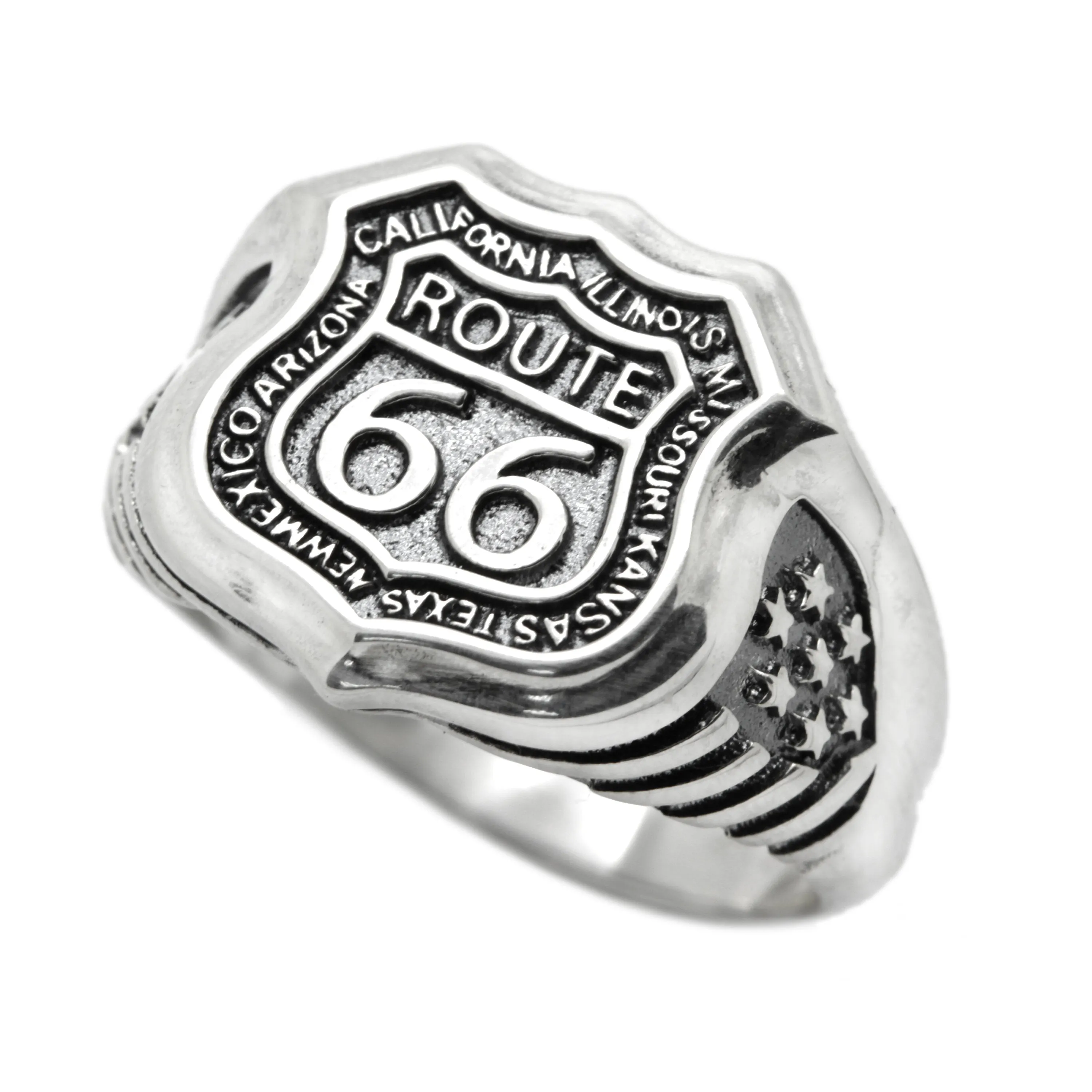 Route 66 Exclusive Biker Men Ring Silver 925