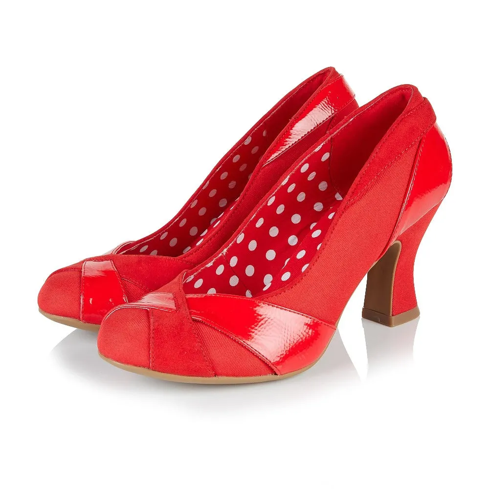 Ruby Shoo Tatum Red Detachable Bow Court Shoes