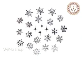 Silver Snowflake Mix Ultra Thin Nail Art Metal Decoration - 24 pcs