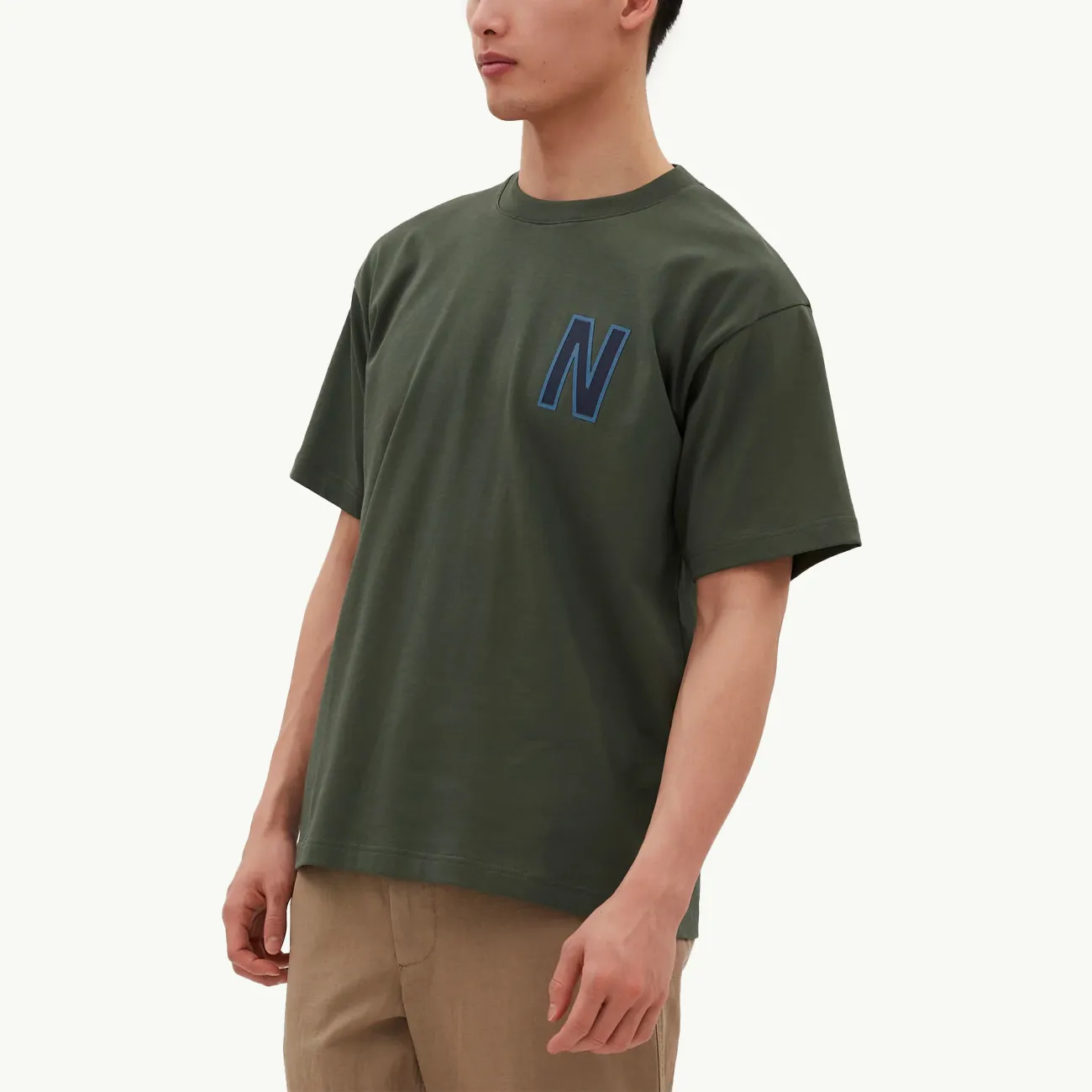 Simon Loose Organic Heavy Jersey Large 'N' T-Shirt - Spruce Green