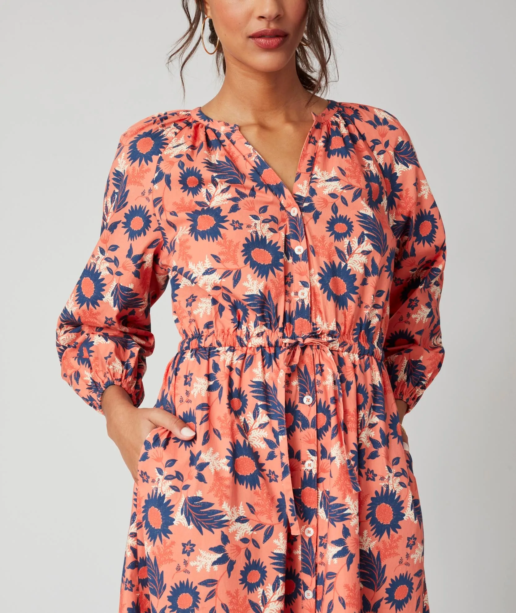 Stretch Cotton Midi Farrah Dress