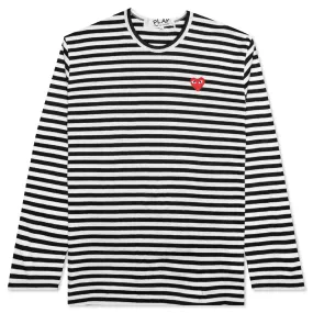 Striped Big Heart L/S T-Shirt - Black/White