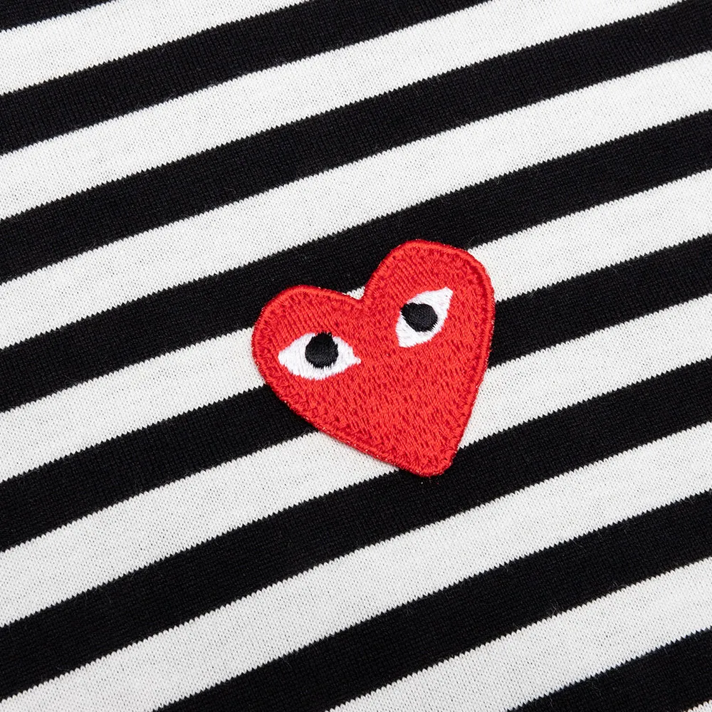 Striped Big Heart L/S T-Shirt - Black/White