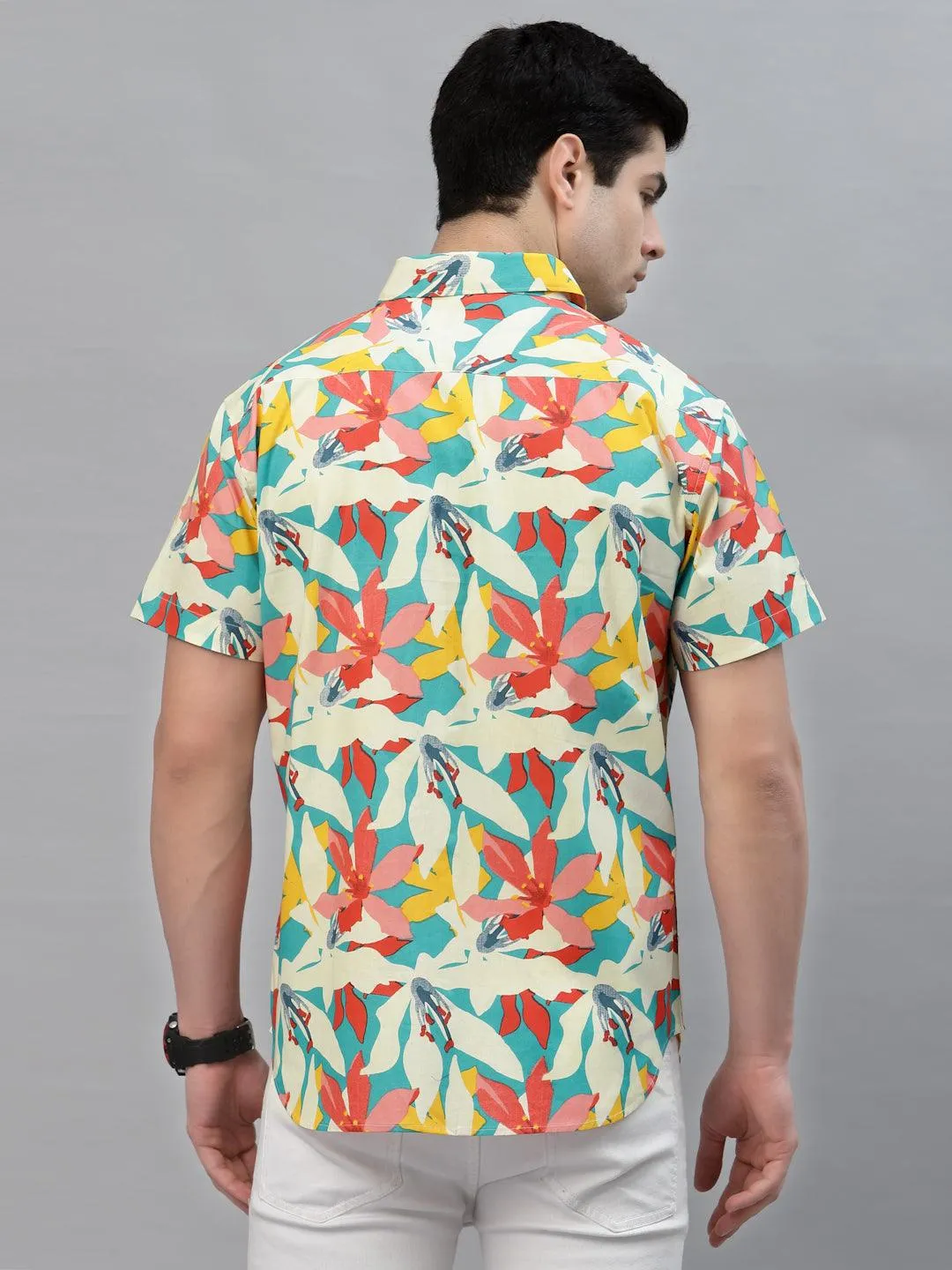 Style Quotient Men Teal Comfort Floral Printed Casual Shirt