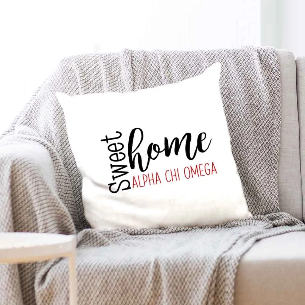 Sweet Home Alpha Chi Omega Throw Pillow Cover for Sorority Room Decor