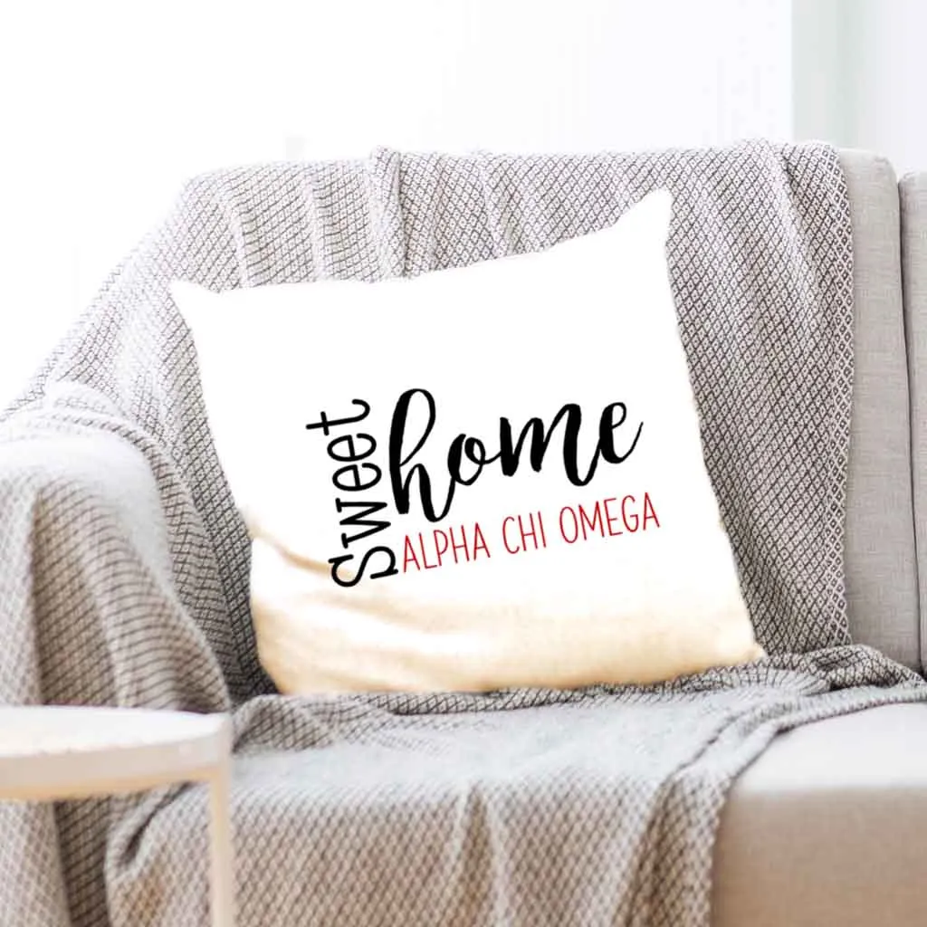 Sweet Home Alpha Chi Omega Throw Pillow Cover for Sorority Room Decor