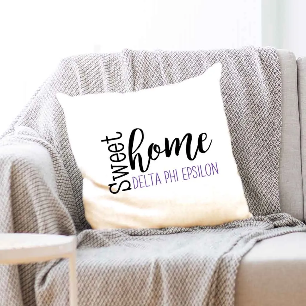 Sweet Home Delta Phi Epsilon Throw Pillow Cover for Sorority Room Decor