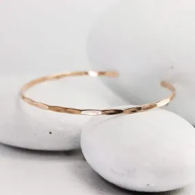 Thin Hammered Rose Gold Cuff Bracelet