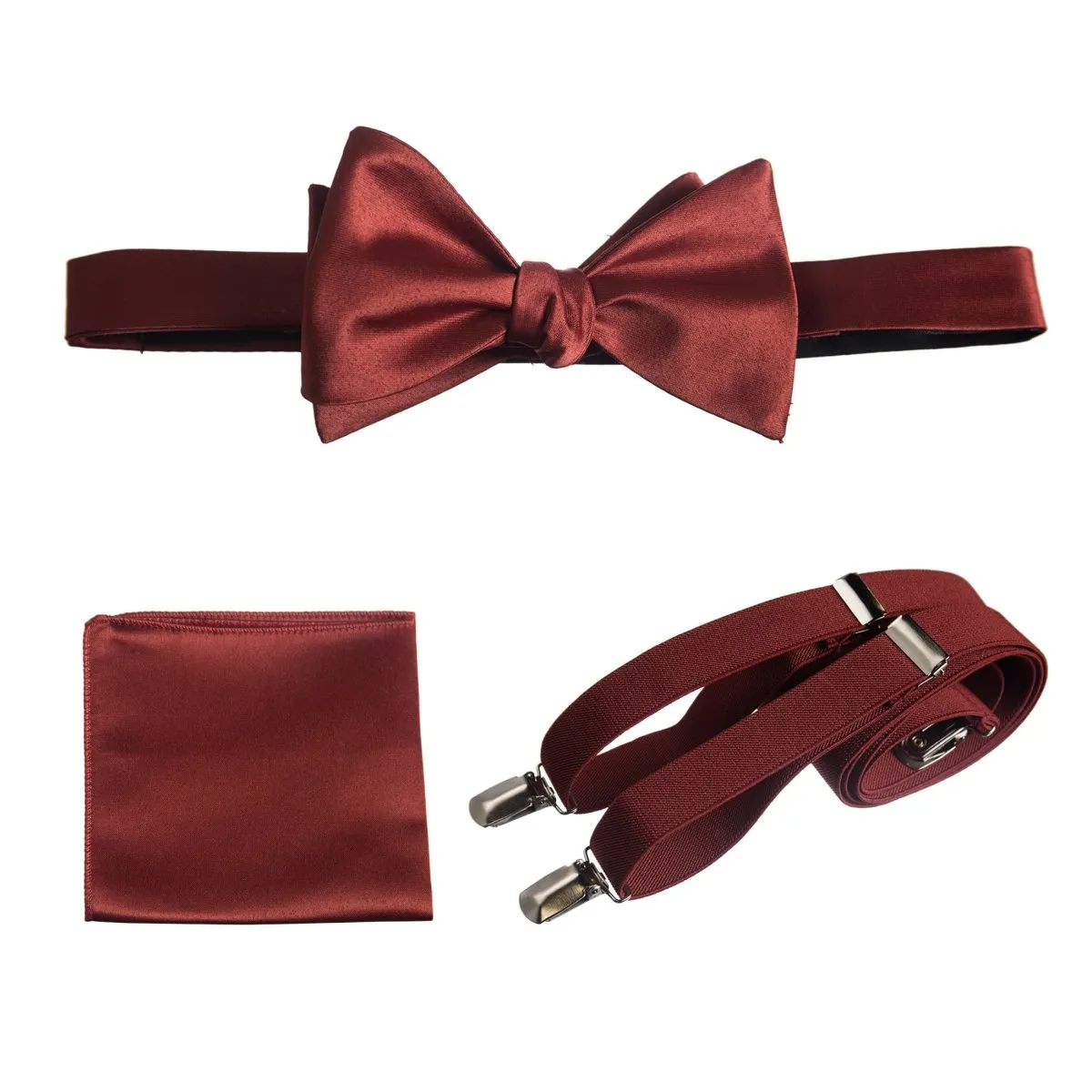 Tuxgear Inc | Men's & Boys Matching Set: Bow Tie, Suspenders & Pocket Square