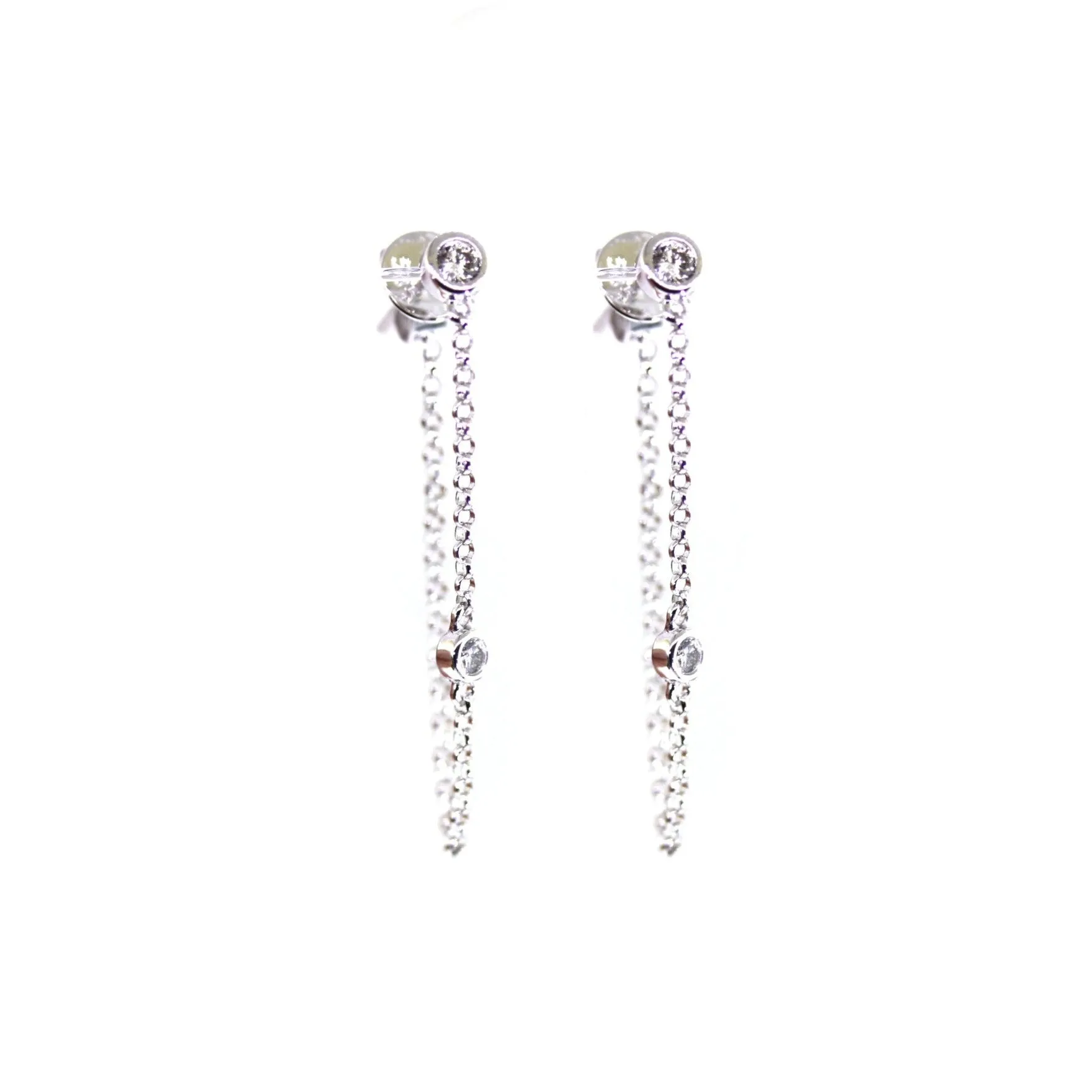 Two Bezeled Diamond Chain Earrings