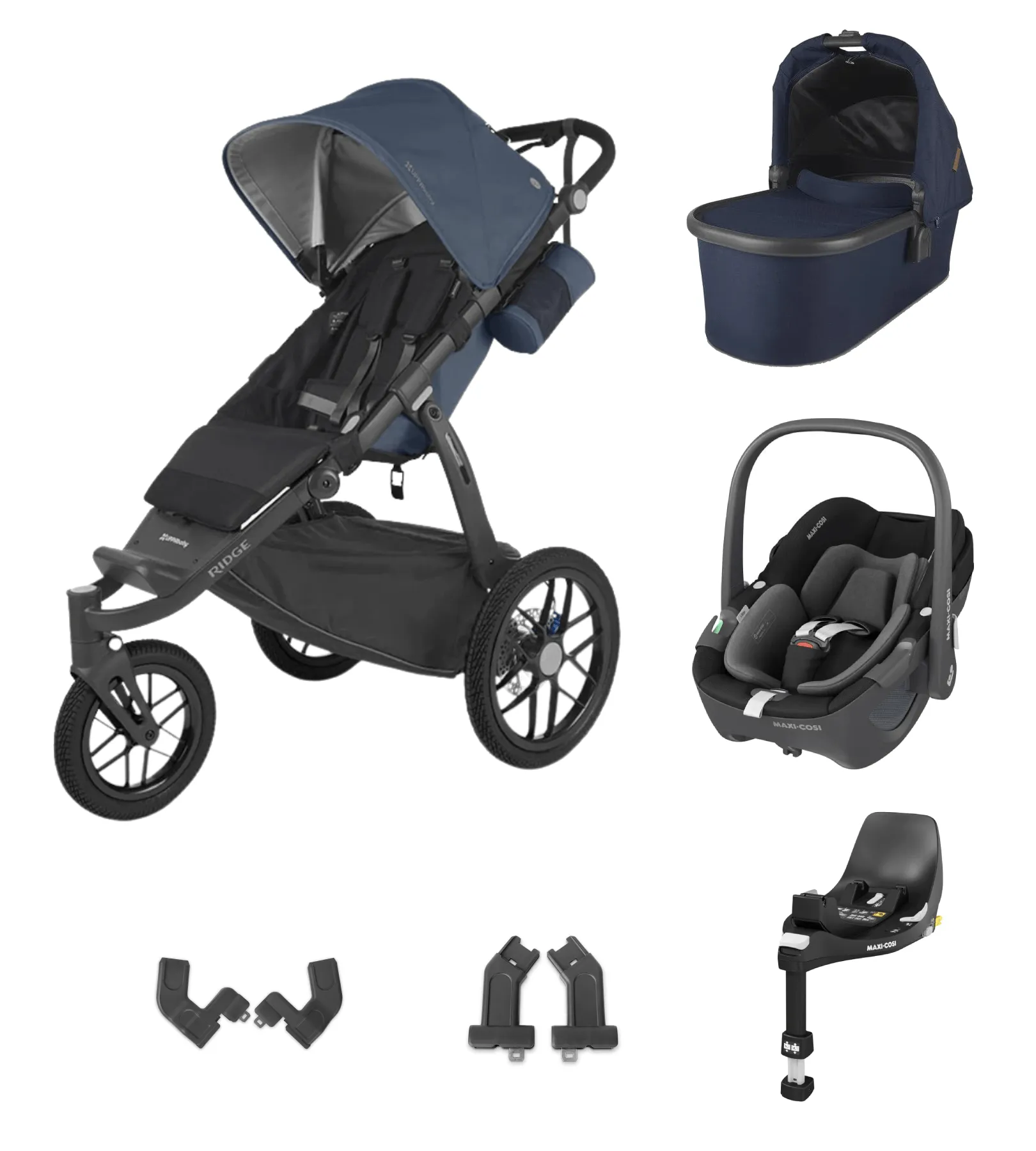 UPPAbaby Ridge All-Terrain with Pebble 360 Car Seat and Base - Reggie/Noa