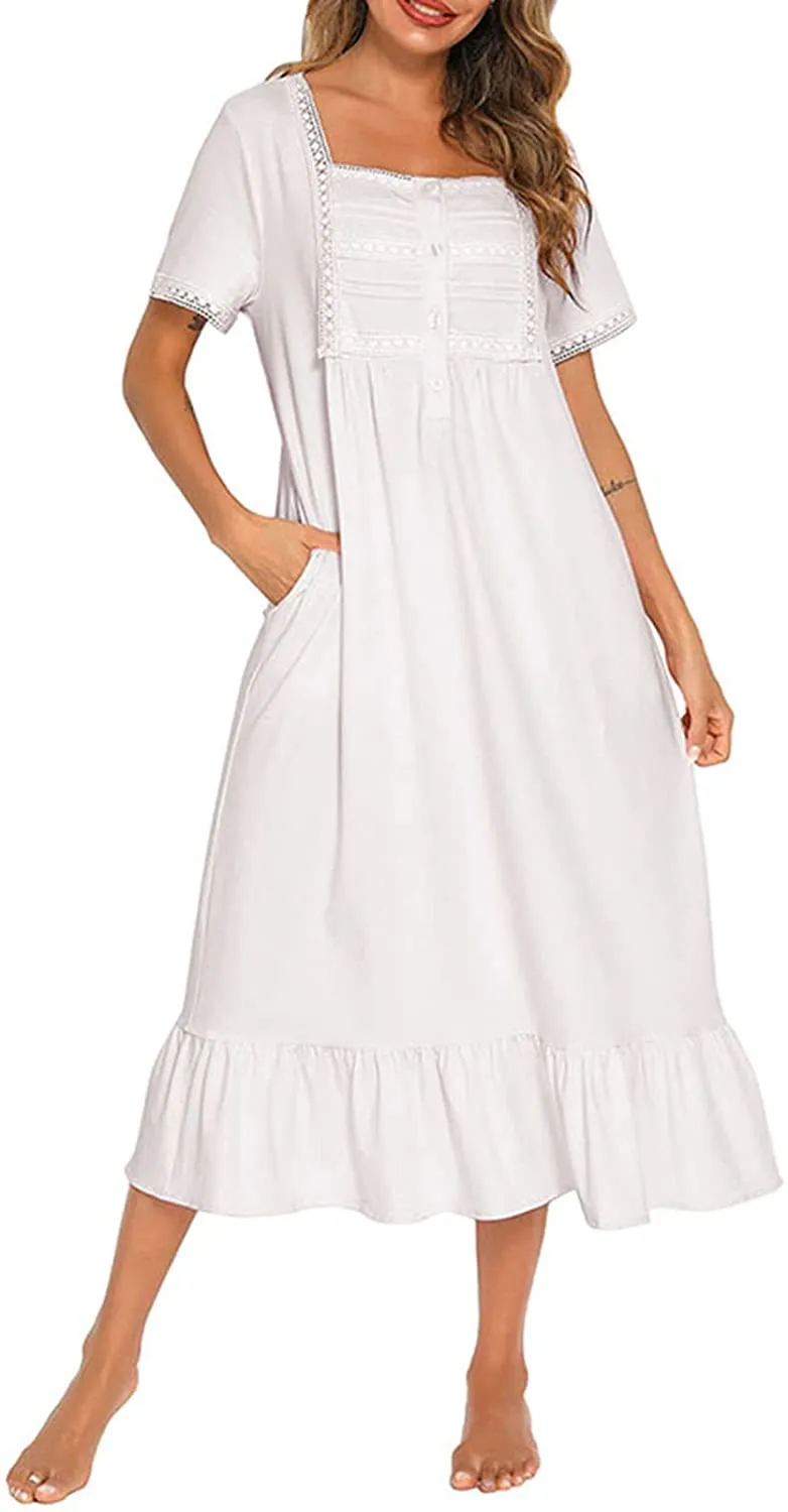 Victoria Sweet Embroidered Nightgown, Short Sleeve, S-L