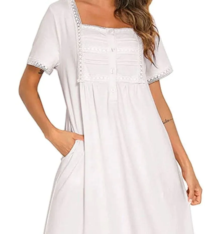 Victoria Sweet Embroidered Nightgown, Short Sleeve, S-L