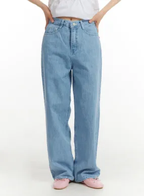 Washed Cotton Baggy Jeans OM406