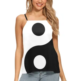 yin and yang circle Loose Fit Halter Neck Top (Model T68)