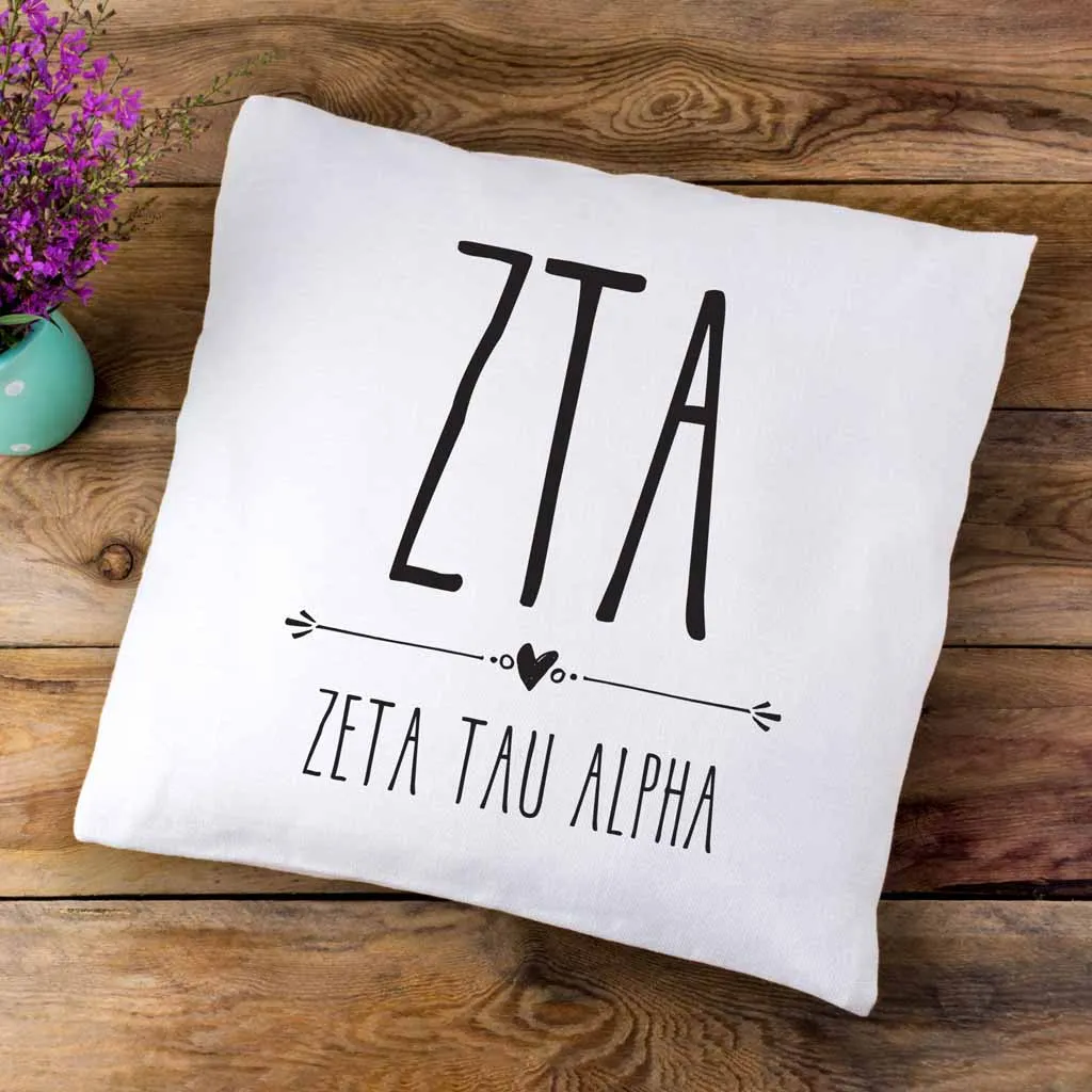 Zeta Greek Boho Sorority Throw Pillow Cover for Dorm or Apartment