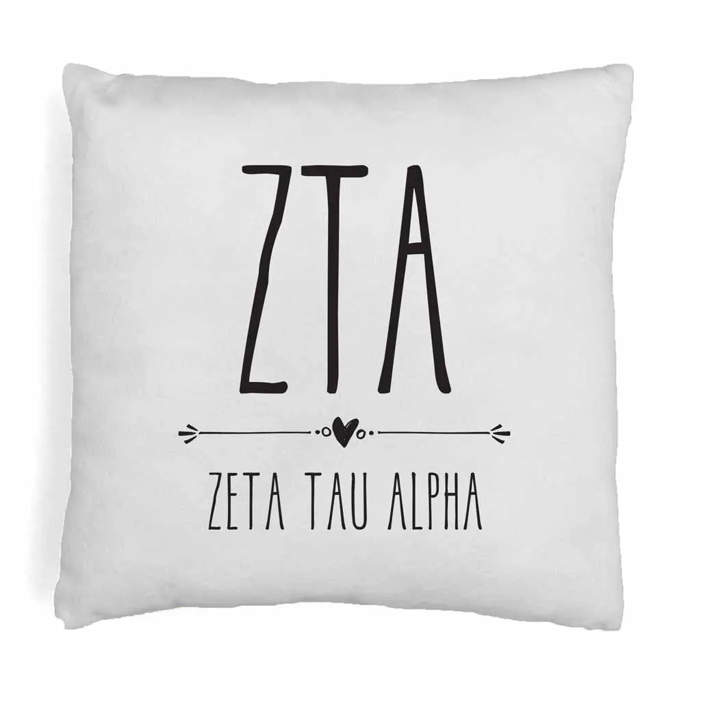 Zeta Greek Boho Sorority Throw Pillow Cover for Dorm or Apartment