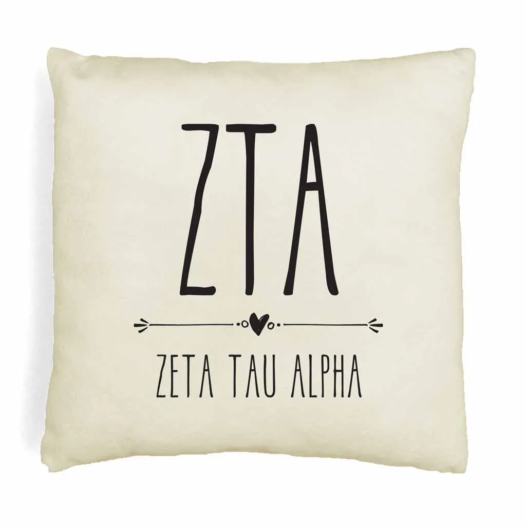 Zeta Greek Boho Sorority Throw Pillow Cover for Dorm or Apartment